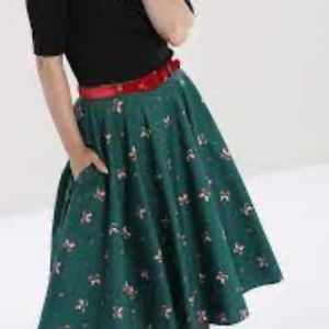 Hell Bunny Beth Candy Cane Christmas Skirt